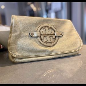 Tory Burch Gold Leather Crossbody Purse / Clutch